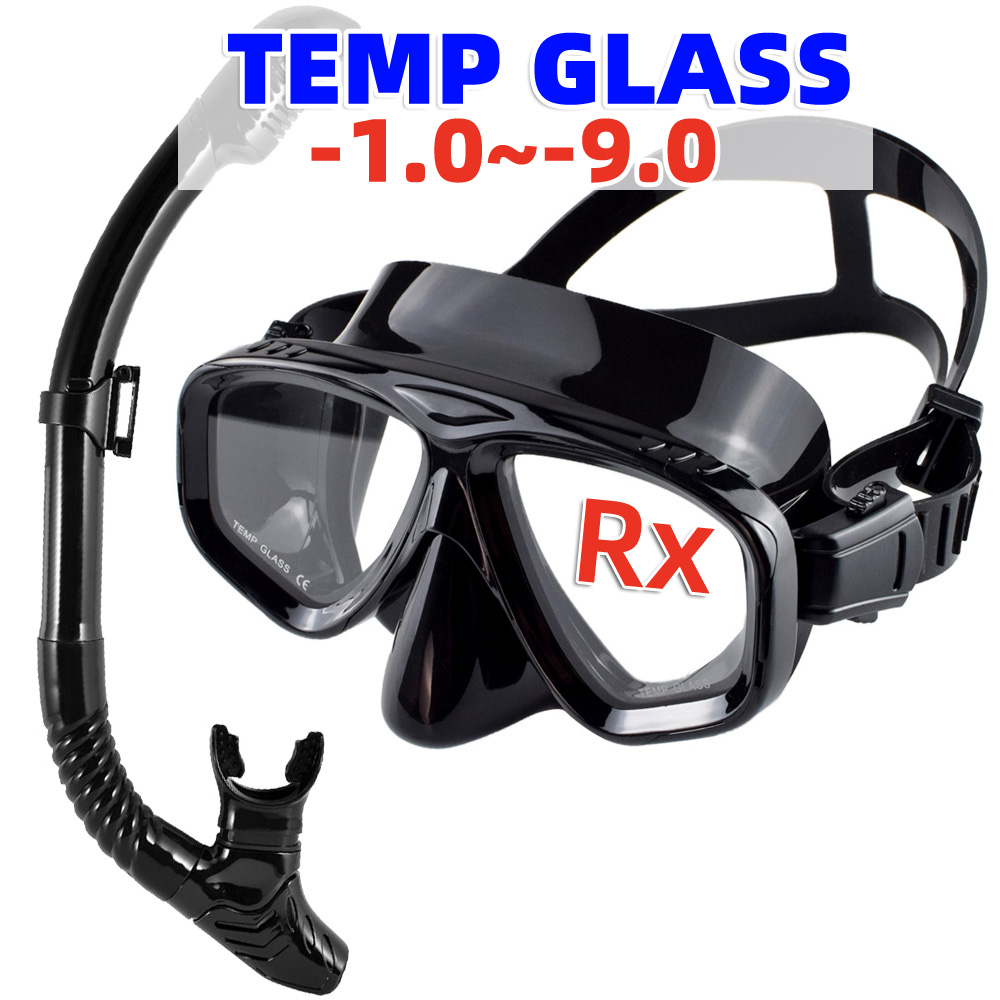 Diving Mask Tempered Glass Optical - Optik Miyopi Tüplü Dalış Maskesi Şnorkel
